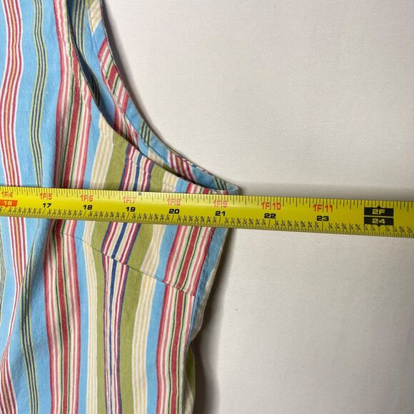 Y2K Striped Sleeveless Blouse XL | Dopamine Preppy Button Down Summer Top - Picture 6 of 7